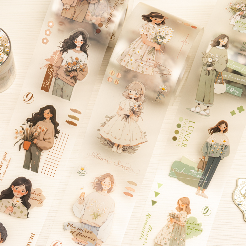 Label Printer Tape - 55mm*2m Vintage PET Garden Girl Tape