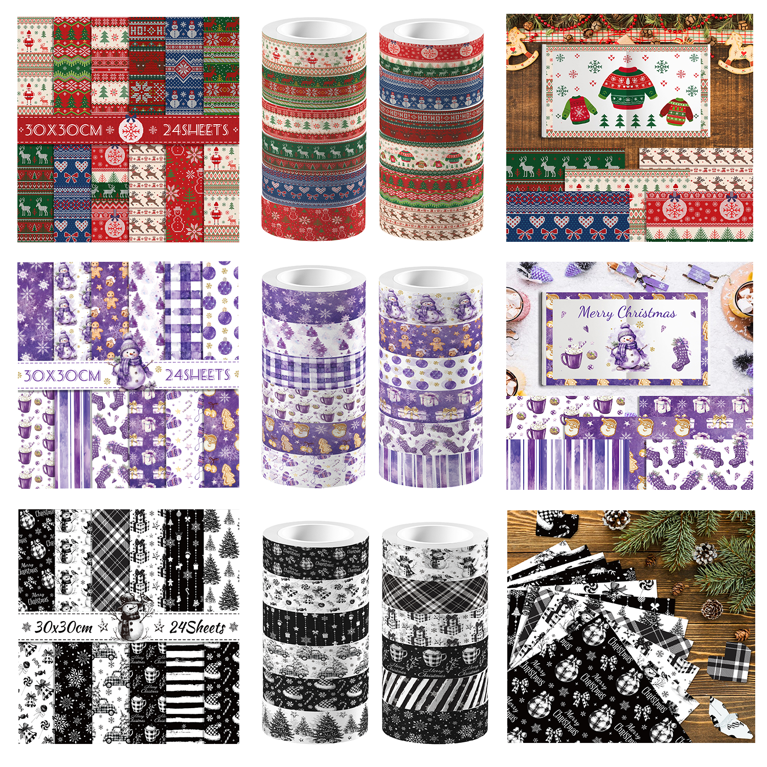 Washi Tape Set - Christmas Washi Tape And Background Paper