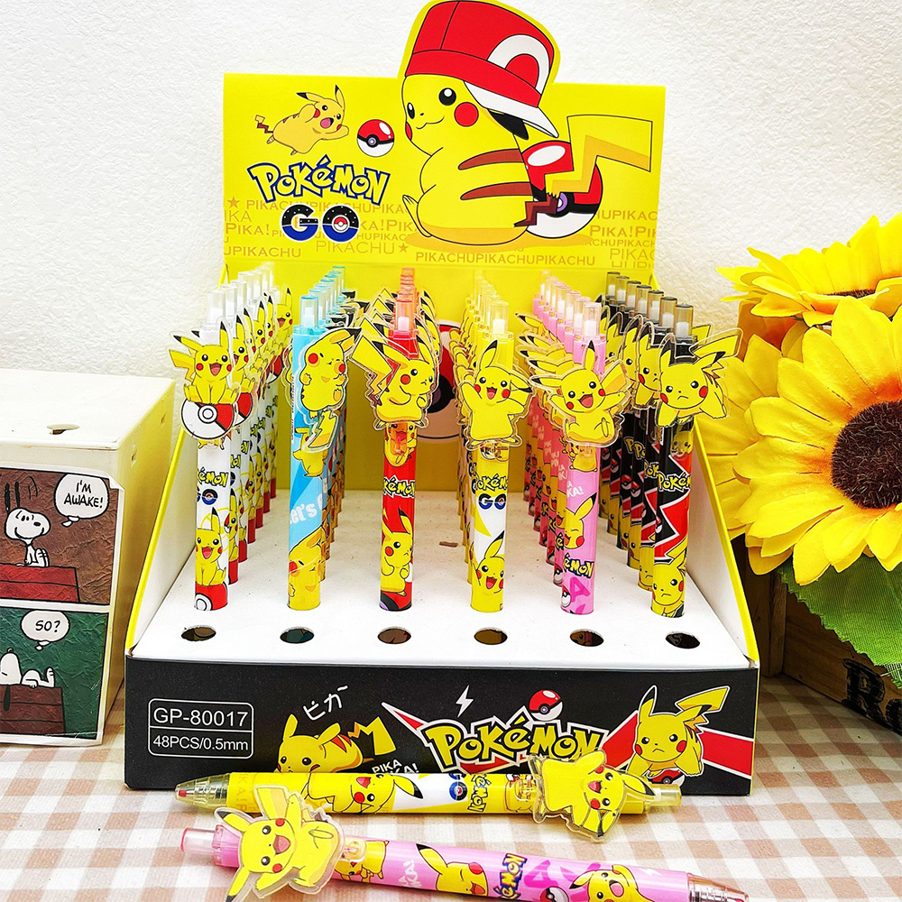 Office Supply Office Stationery Items - 6Pcs Anime Pokemon Pikachu Push-Button Gel