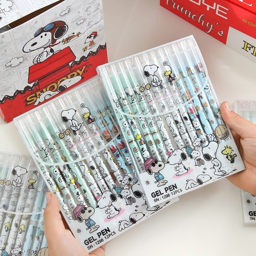 12 Pcs/Set Kawaii Snoopy Erasa – обзор и цена Gel Ink Pen Set