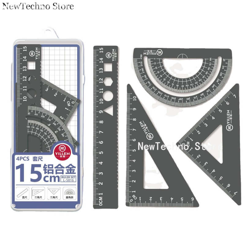 4Pcs/Set Aluminium Ruler Set M – обзор и цена Compass Geometry Set