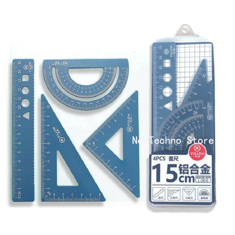 4Pcs/Set Aluminium Ruler Set M – обзор и цена Compass Geometry Set