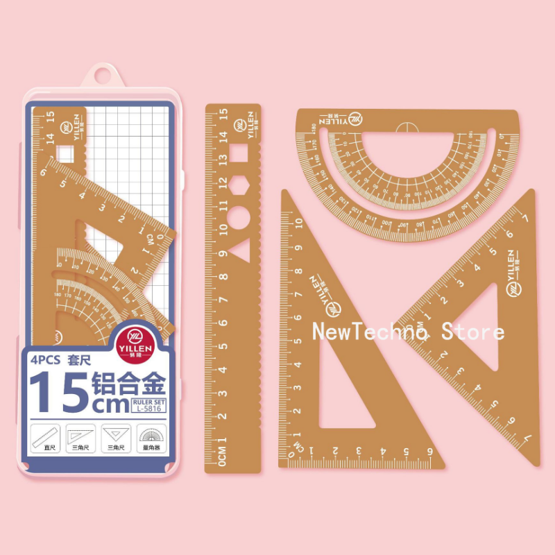 4Pcs/Set Aluminium Ruler Set M – обзор и цена Compass Geometry Set