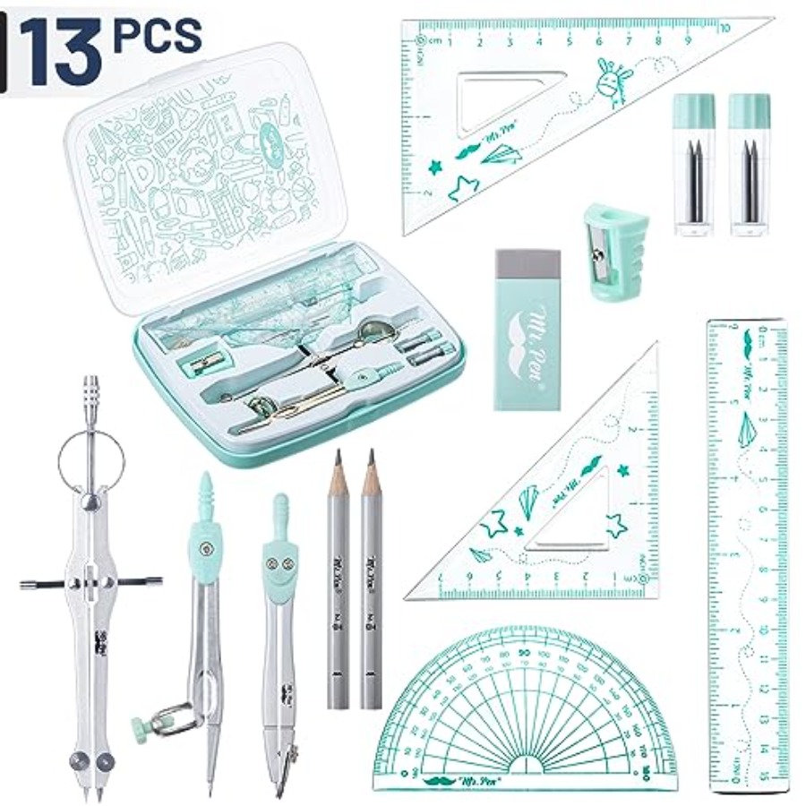 Geometry Set, 13 pcs, 3 Metal  – обзор и цена Compass Geometry Set