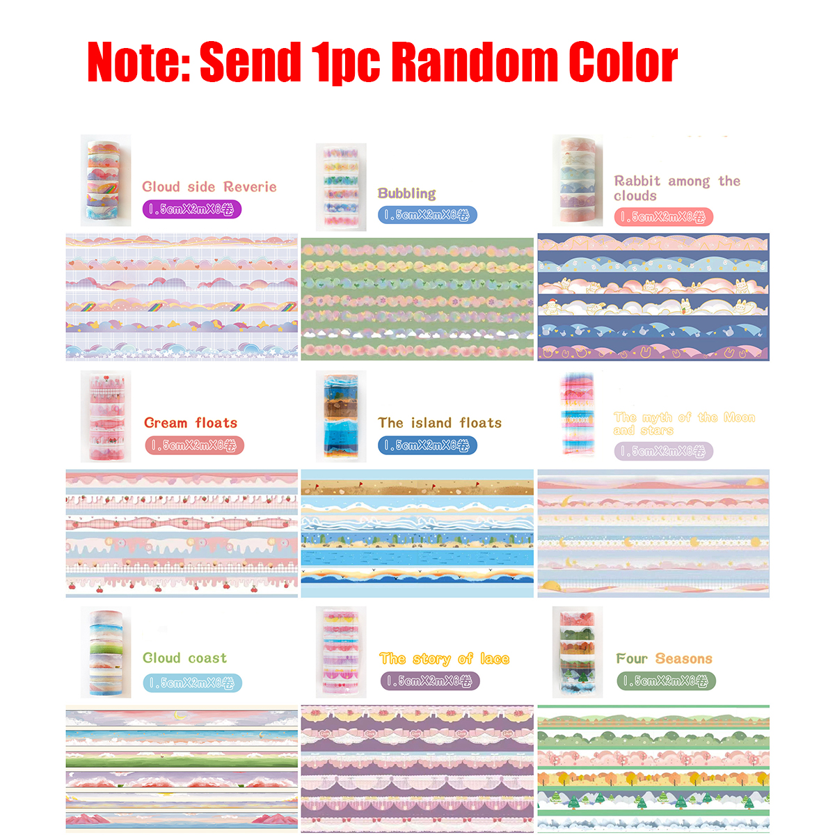 6roll/set Random Color Landsca – обзор и цена Washi Tape Set